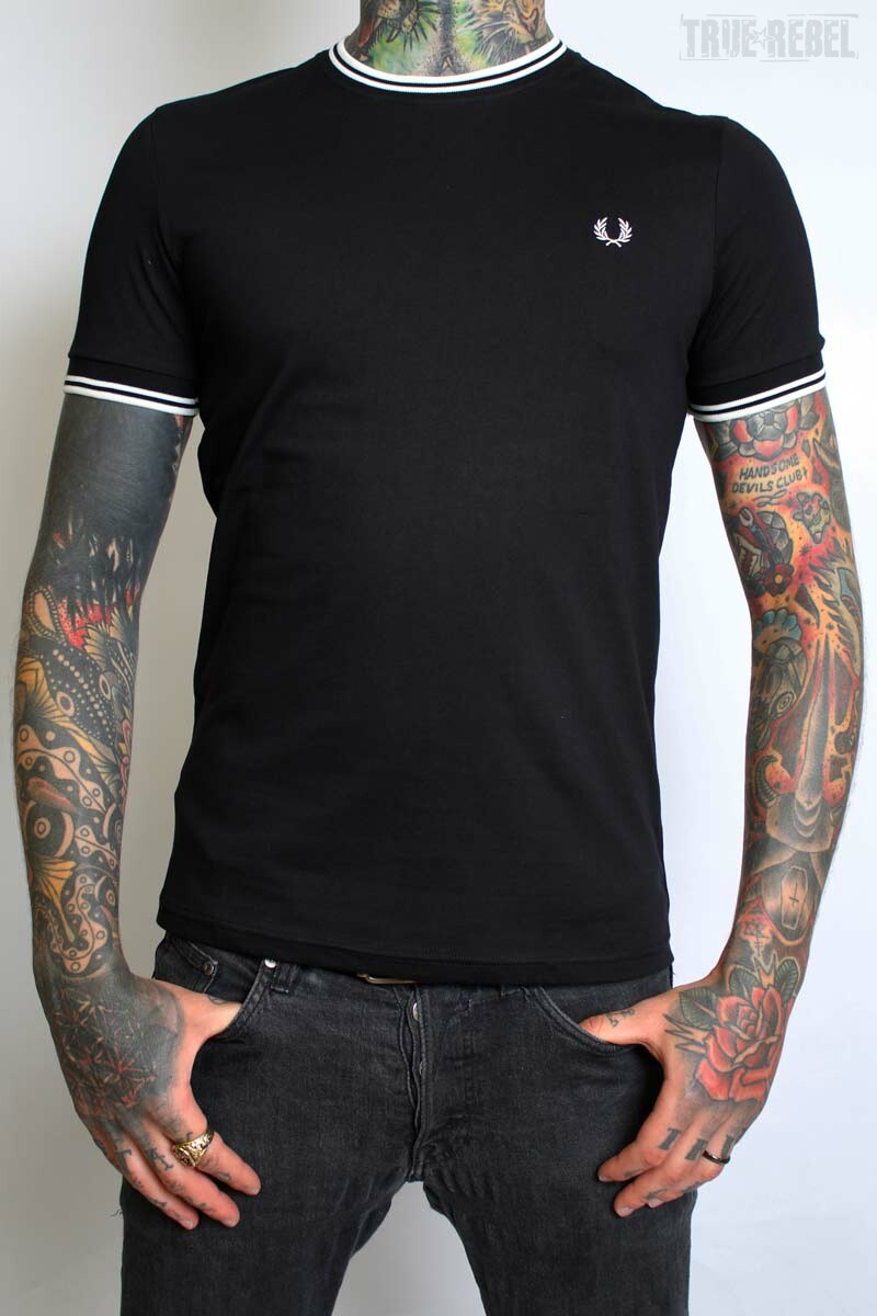 Fred Perry Twin Tipped T-Shirt Black White