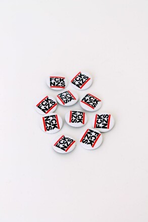 True Rebel Button FCK NZS White